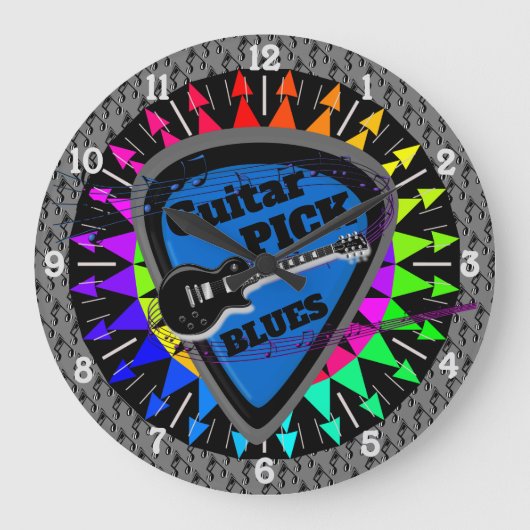 Guitar Pick Blues Music Wall klok (Voorkant)