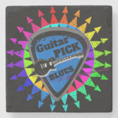 Guitar Pick Blues Rock Stenen Onderzetter (Voorkant)