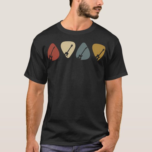 Guitar Pick Gift for Guitarist Retro T-shirt (Voorkant)