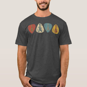 Guitar Pick kleurig voor gitarist Retro P T-shirt