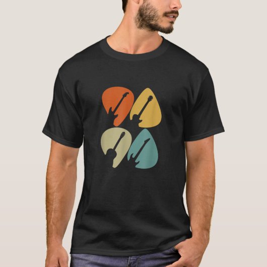 Guitar Pick  Retro Gitarist T Shirt (Voorkant)
