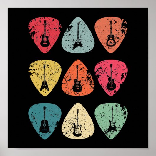 Guitar Pick Retro voor gitaristen But Poster (Voorkant)