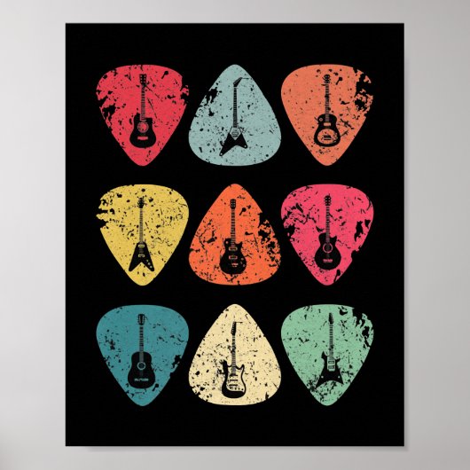 Guitar Pick Retro  voor gitaristen But Poster (Voorkant)