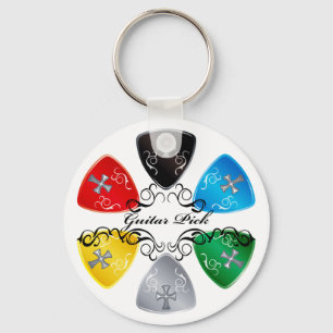 Guitar Pick Round Sleutelhanger