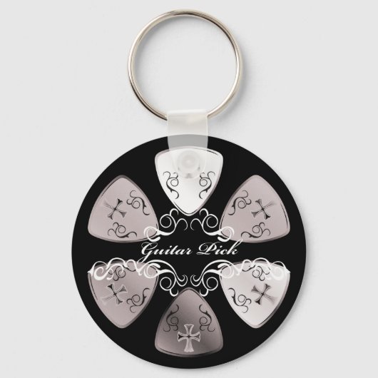 Guitar Pick Round-W Sleutelhanger (Voorkant)