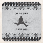 Guitar Play It Loud Gray Black Music Rockstar  Kartonnen Onderzetters (Voorkant)