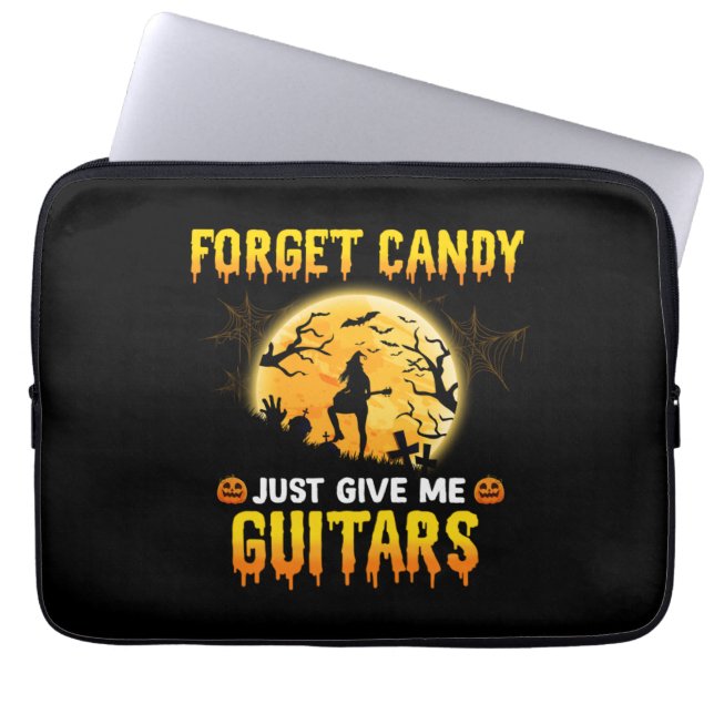 Guitar Play Witch Vergeet Snoep maar Guitar Laptop Sleeve (Voorkant)