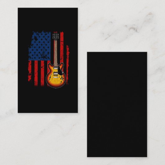 Guitar Player American Flag Musician Art Visitekaartje (Voorkant / Achterkant)