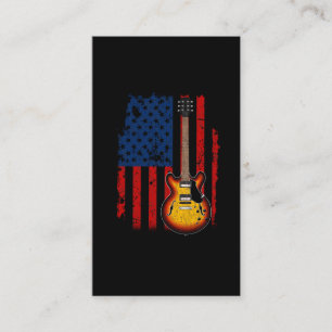  Guitar Player American Flag Musician Art Visitekaartje