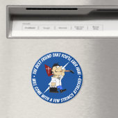 Guitar Player Best Friend on the Road Cartoon Blue Magneet (Insitu (Vaatwasser))