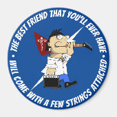 Guitar Player Best Friend on the Road Cartoon Blue Magneet (Voorkant)