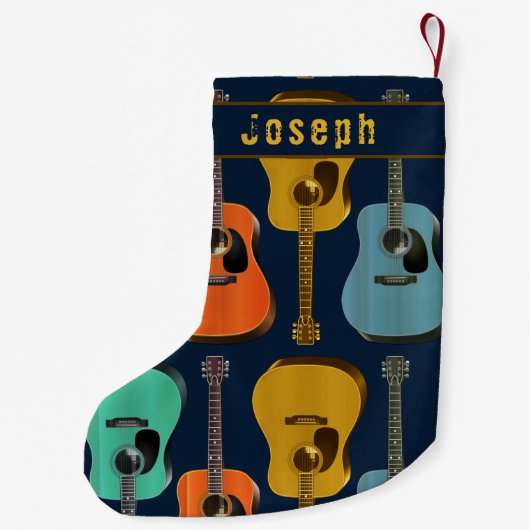 Guitar Player Double Sided Name Teen Boys Kleine Kerstsok (Achterkant)