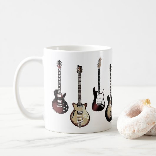 Guitar Player Gift Rock and Roll Musician Band Mug Koffiemok (Met donut)