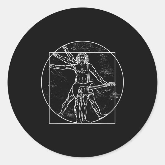 Guitar Player Guitar Musical Instrument Guitarist Ronde Sticker (Voorkant)