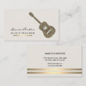 Guitar Player Instrument Music Teacher Gold Visitekaartje (Voorkant / Achterkant)