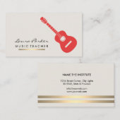 Guitar Player Instrument Music Teacher Red Visitekaartje (Voorkant / Achterkant)