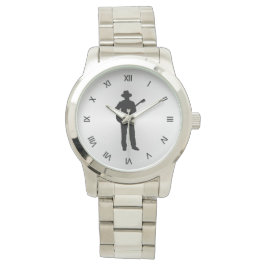 Guitar Player met zwarte Romeinse cijfers Horloge