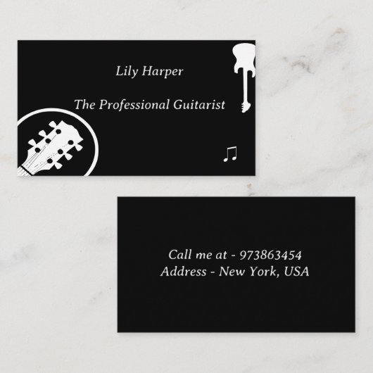 Guitar Player Music Artist Teacher School Concert Contactkaartje (Voorkant / Achterkant)