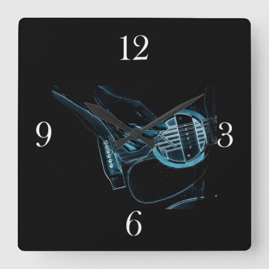 Guitar Player Music Lover's Wall Clock Vierkante Klok (Voorkant)