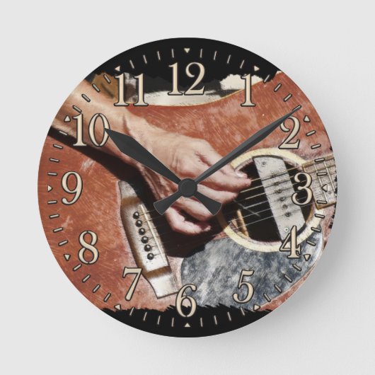 Guitar Player Music Thed Wall Clock Ronde Klok (Voorkant)