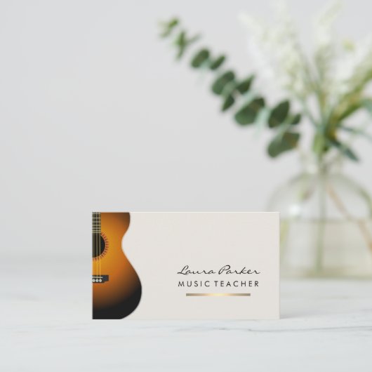 Guitar Player Musician Music Teacher Gold Visitekaartje (Staand voorkant)