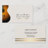 Guitar Player Musician Music Teacher Gold Visitekaartje (Voorkant / Achterkant)