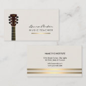 Guitar Player Musician Music Teacher Gold Visitekaartje (Voorkant / Achterkant)