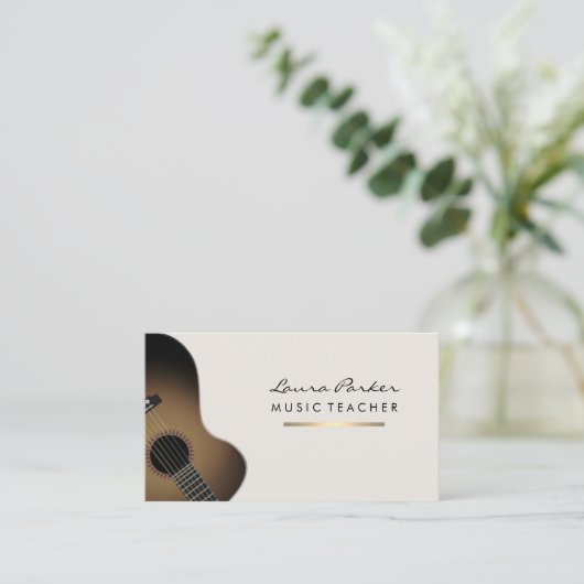 Guitar Player Musician Music Teacher Gold Visitekaartje (Staand voorkant)