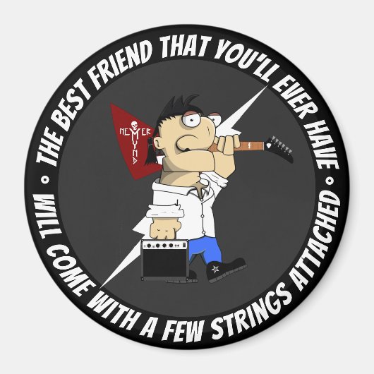 Guitar Player on Road is weer de beste vriend Comi Magneet (Voorkant)