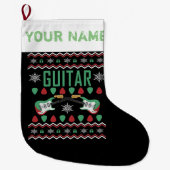 Guitar Player Ugly kerstSweater Style Grote Kerstsok (Voorkant)