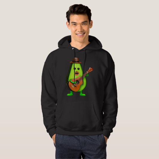 Guitar Playing Avocado Hoodie (Voorkant volledig)