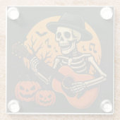 Guitar-Playing Skull Halloween Coaster Glazen Onderzetter (Achterkant)