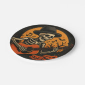 Guitar-Playing Skull Halloween Paper Plate Papieren Bordje (Gekanteld)