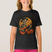 Guitar-Playing Skull Halloween T-Shirt (Voorkant)