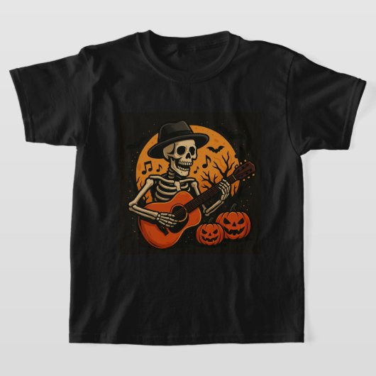 Guitar-Playing Skull Halloween T-Shirt (Laagn)
