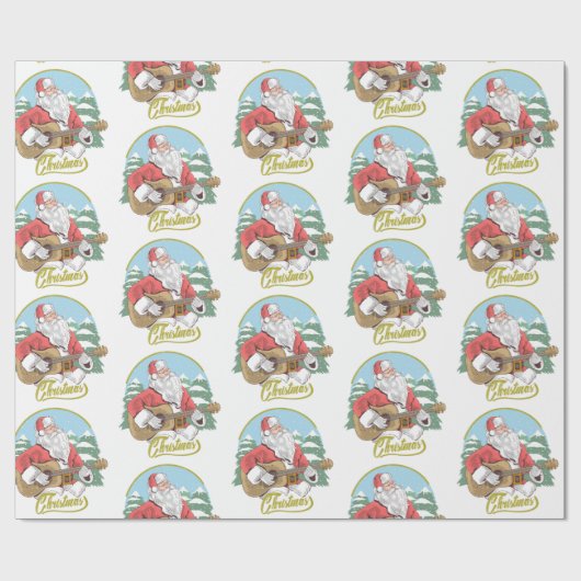 Guitar Plays Santa Claus | Kerstmis Cadeaupapier (Vlak)