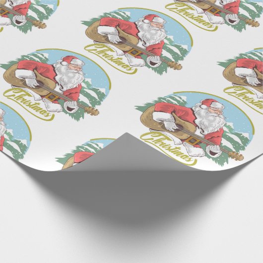 Guitar Plays Santa Claus | Kerstmis Cadeaupapier (Hoek)