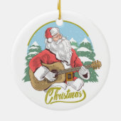 Guitar Plays Santa Claus | Kerstmis Keramisch Ornament (Achterkant)