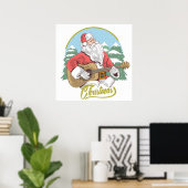 Guitar Plays Santa Claus | Kerstmis Poster (Thuiskantoor)