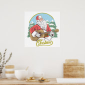 Guitar Plays Santa Claus | Kerstmis Poster (Keuken)