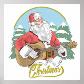Guitar Plays Santa Claus | Kerstmis Poster (Voorkant)