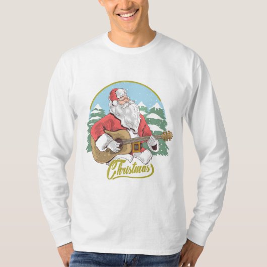 Guitar Plays Santa Claus | Kerstmis T-shirt (Voorkant)
