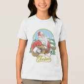 Guitar Plays Santa Claus | Kerstmis Tri-Blend Shirt (Voorkant)