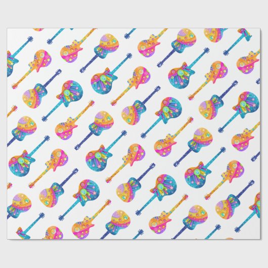 Guitar Pop Art Wrapping Paper Cadeaupapier (Vlak)