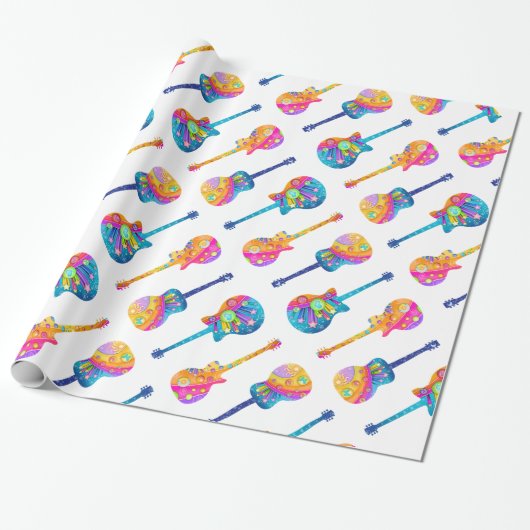 Guitar Pop Art Wrapping Paper Cadeaupapier (Uitgerold)
