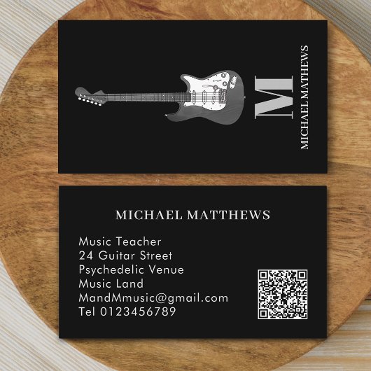 Guitar Professional Musician Custom QR Code Busine Visitekaartje
