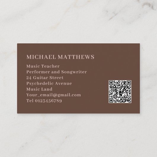 Guitar Professional Musicus Custom QR Code Visitekaartje (Achterkant)