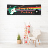 Guitar Rainbow Rockstar Birthday Party Banner (Insitu)