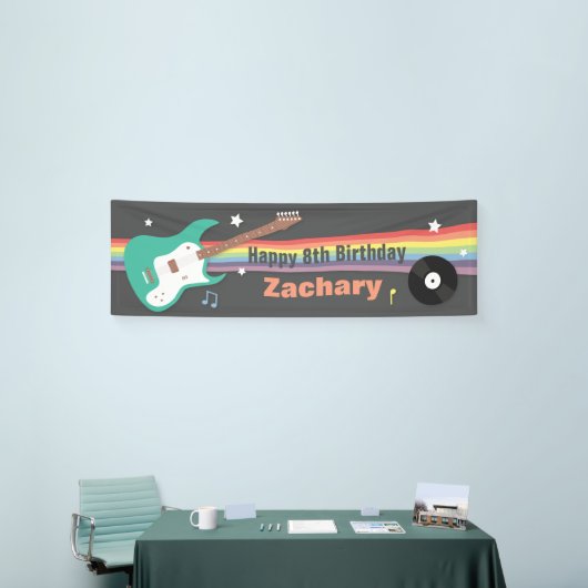 Guitar Rainbow Rockstar Birthday Party Banner (Beurs)