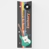 Guitar Rainbow Rockstar Birthday Party Banner (Verticaal)